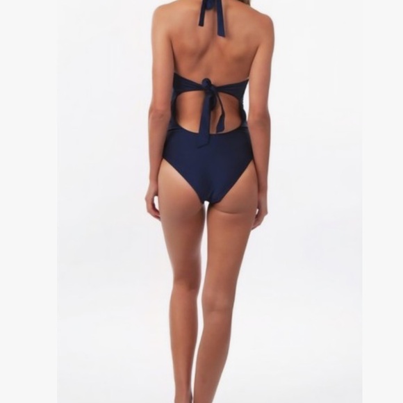 Bellissima Elegant Midnight Blue Halter Swimsuit Swarovski crystals Sz XL NWT - Picture 2 of 10